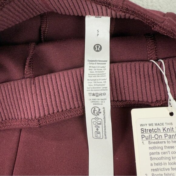 Lululemon Stretch Knit High-Rise Pull-On Pant - Red Women's Size Small - Picture 11 of 15